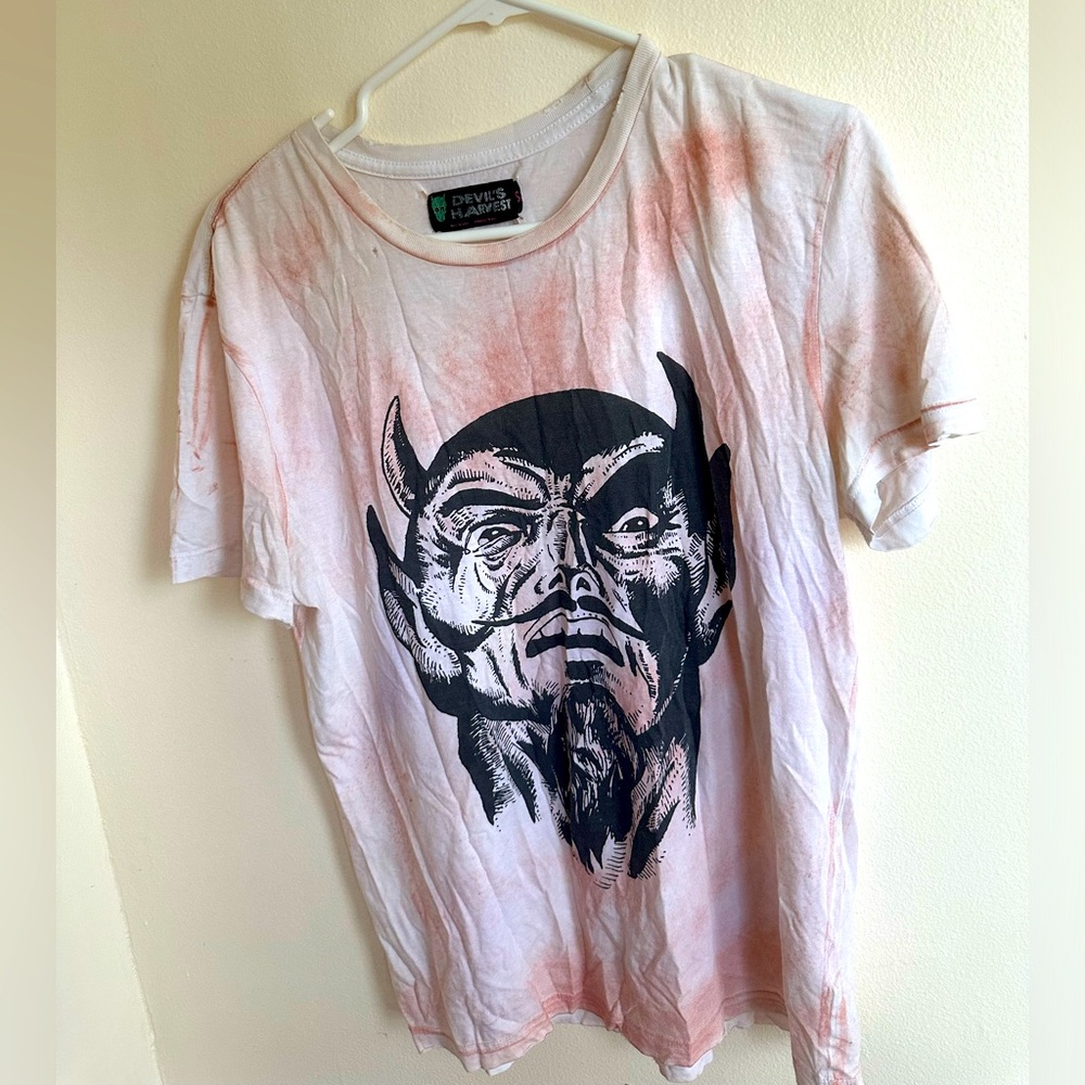 Pink Devil Graphic Tee. Light, loose fit.